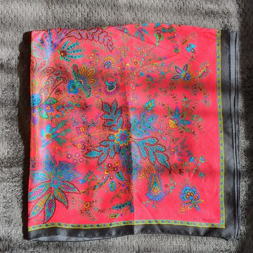 Bill Blass Vintage Floral Silk Scarf